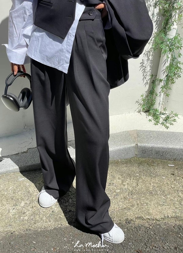 前抓褶側釦西裝長褲(闆娘.花花清單)